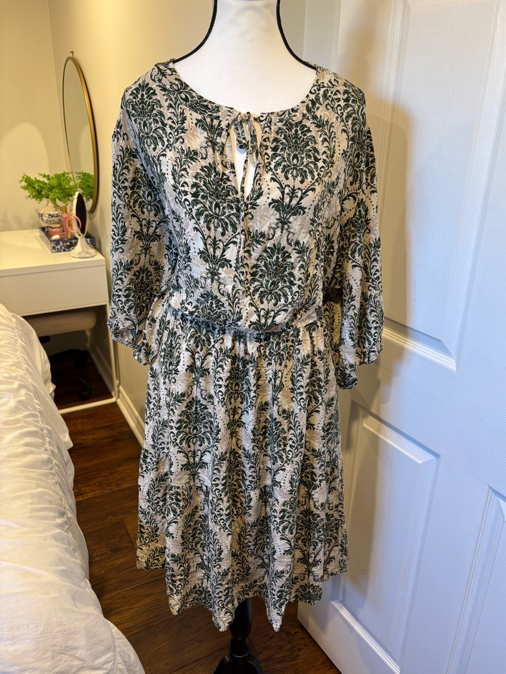 BloomChic Floral Damask Midi Dress Green 3X 22-24